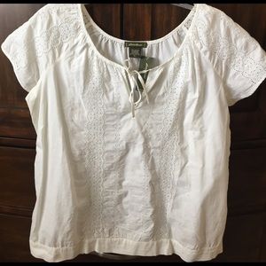 Eddie Baurer white blouse, small strings tie top